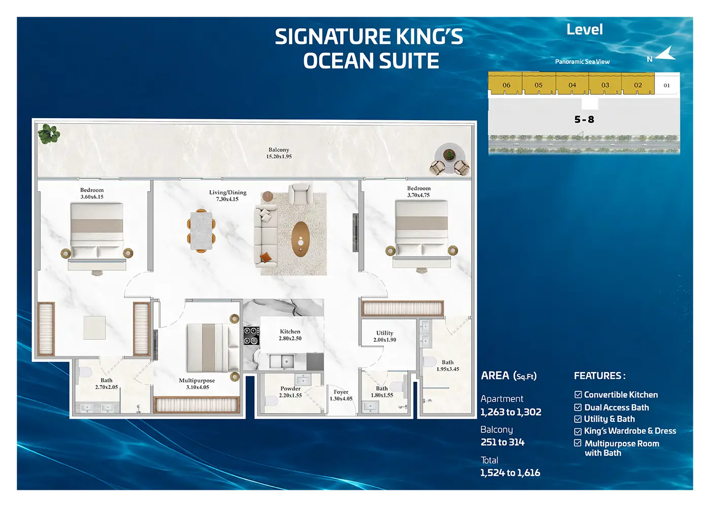 Shahrukhz Residences Ocean Floor Plan 4
